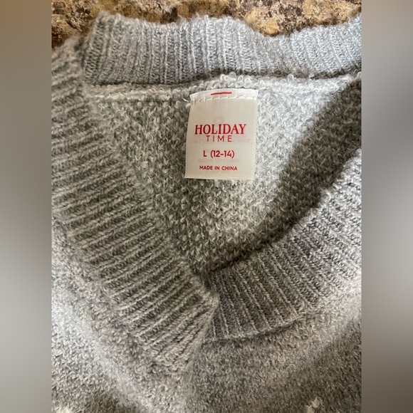 Ugly Christmas Sweater Reindeer Antlers & Sequin Women’s Soft Grey Large NWT - Picture 6 of 8